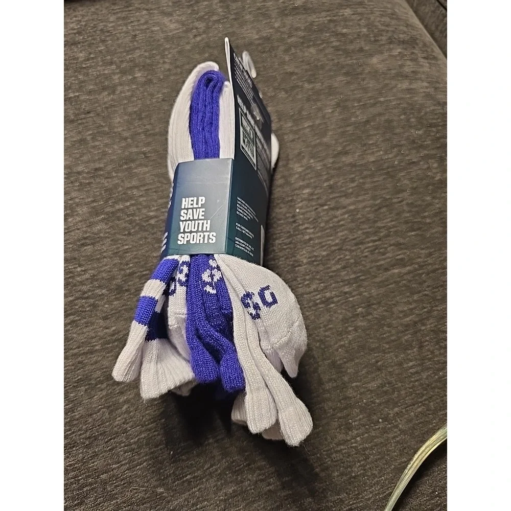 DSG Crew Sock 3 Pack Purple & White Mens 8-13 Womens 10 Plus‎